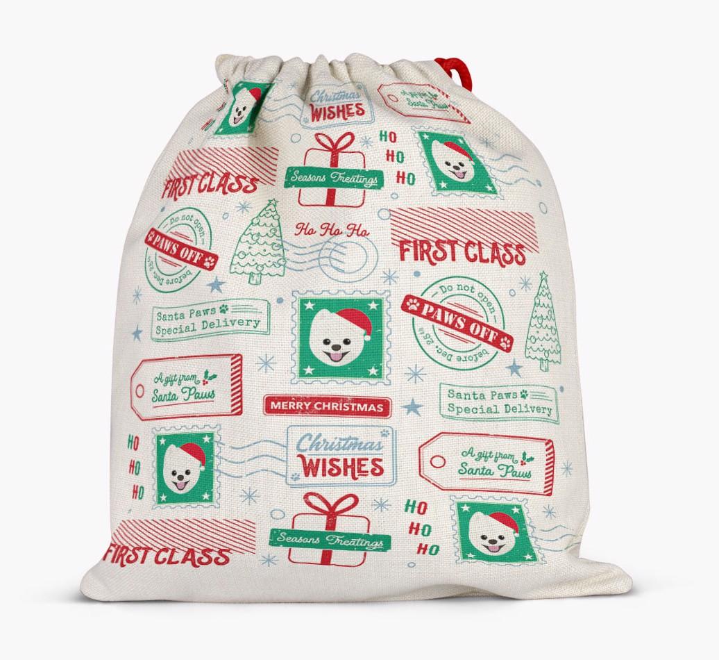 Christmas Rubber Stamps: Personalized {breedFullName} Santa Sack