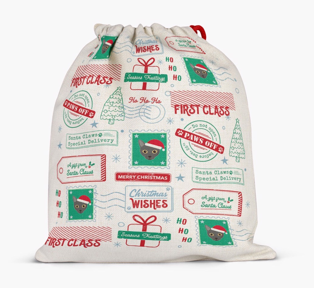 Christmas Rubber Stamps: Personalized {breedFullName} Santa Sack