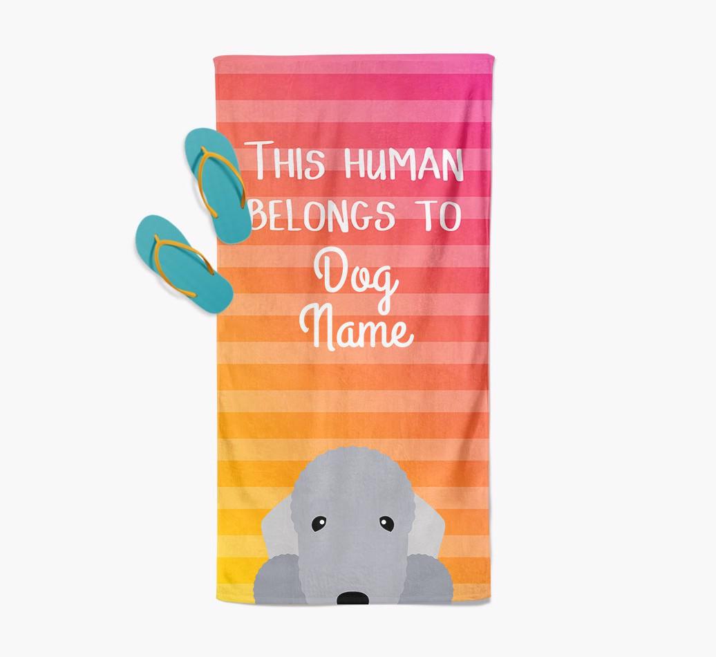 Personalised Pool Towel 'This Human Belongs To {dogsName}' with {breedFullName} Icon
