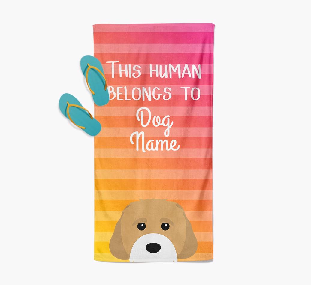 Personalised Pool Towel 'This Human Belongs To {dogsName}' with {breedFullName} Icon