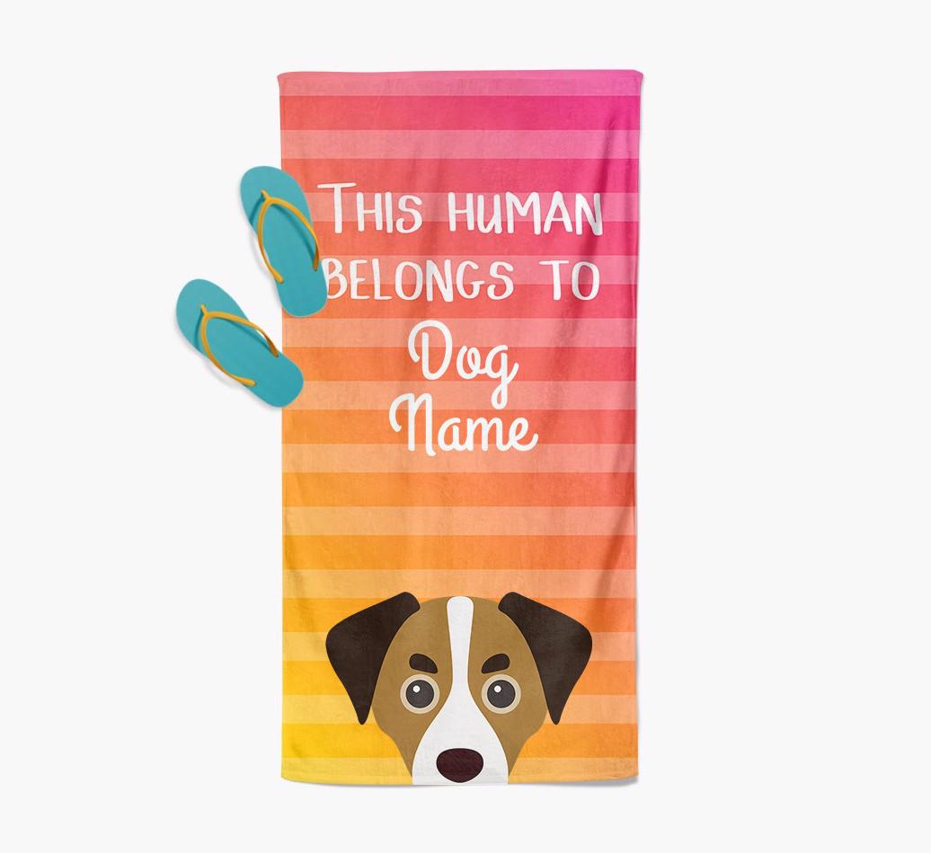 Personalised Pool Towel 'This Human Belongs To {dogsName}' with {breedFullName} Icon