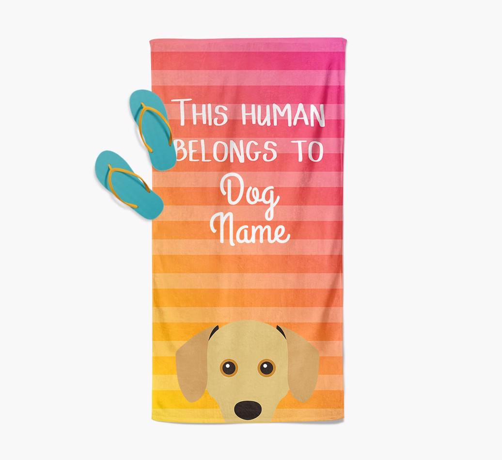 Personalised Pool Towel 'This Human Belongs To {dogsName}' with {breedFullName} Icon