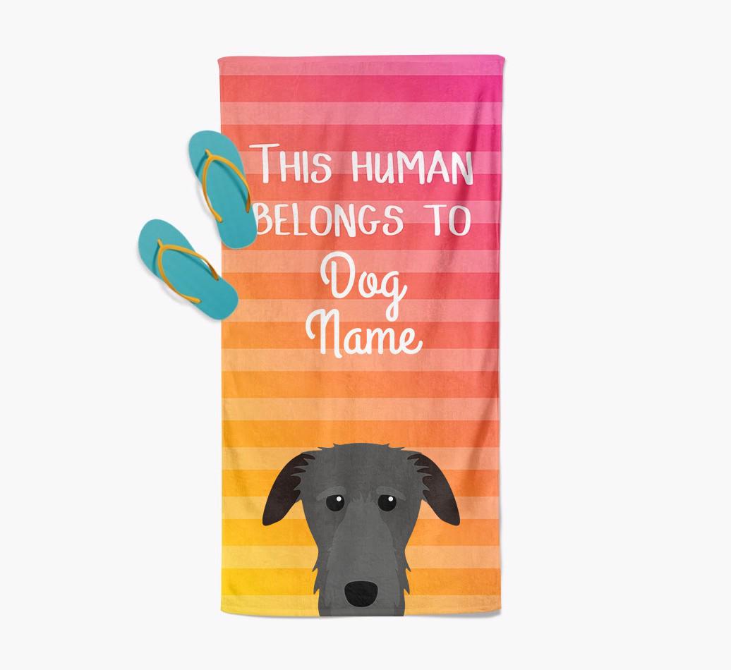 Personalised Pool Towel 'This Human Belongs To {dogsName}' with {breedFullName} Icon
