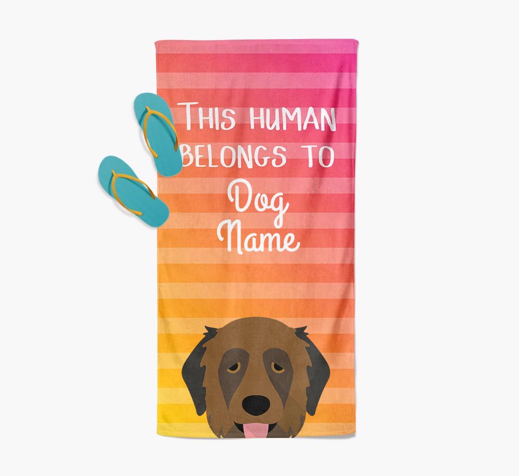 Personalised Pool Towel 'This Human Belongs To {dogsName}' with {breedFullName} Icon