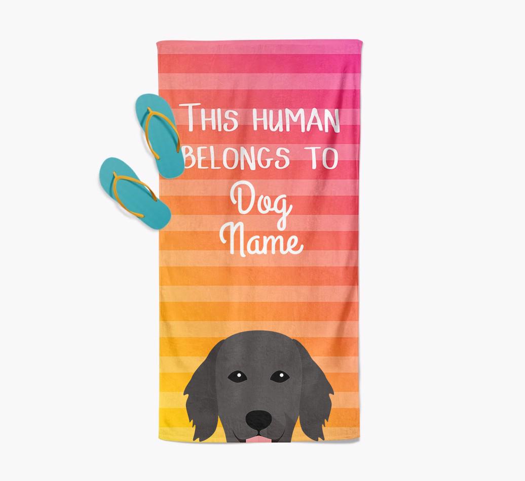 Personalised Pool Towel 'This Human Belongs To {dogsName}' with {breedFullName} Icon
