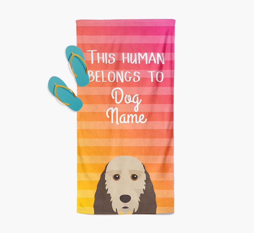 Personalised Pool Towel 'This Human Belongs To {dogsName}' with {breedFullName} Icon