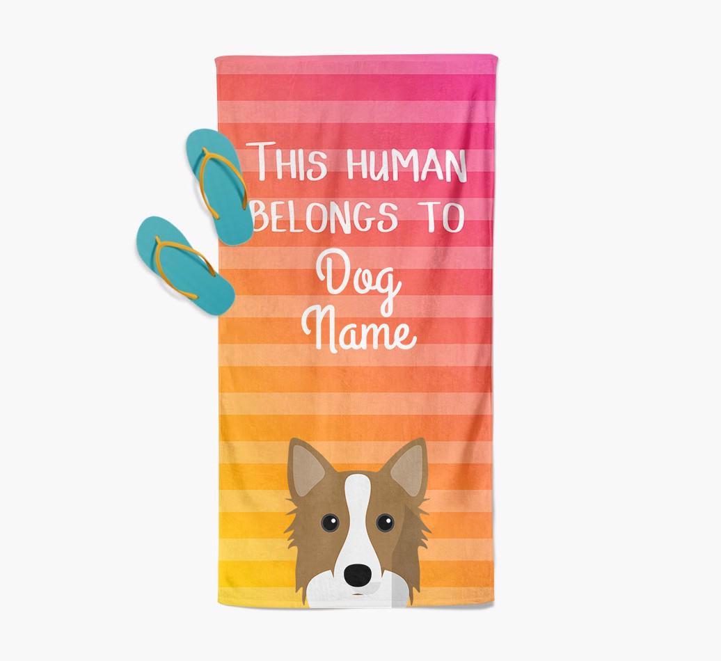 Personalised Pool Towel 'This Human Belongs To {dogsName}' with {breedFullName} Icon
