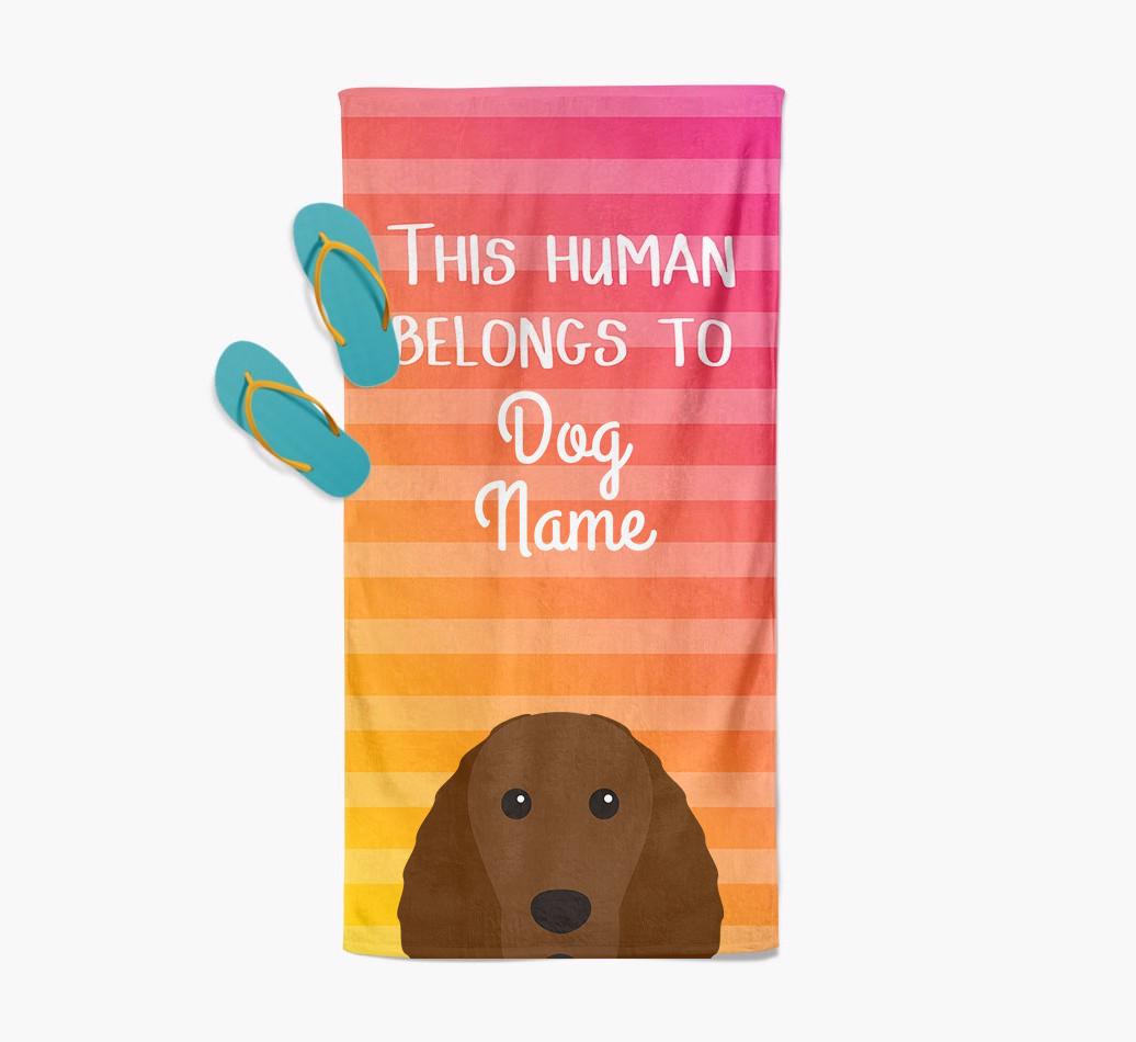 Personalised Pool Towel 'This Human Belongs To {dogsName}' with {breedFullName} Icon