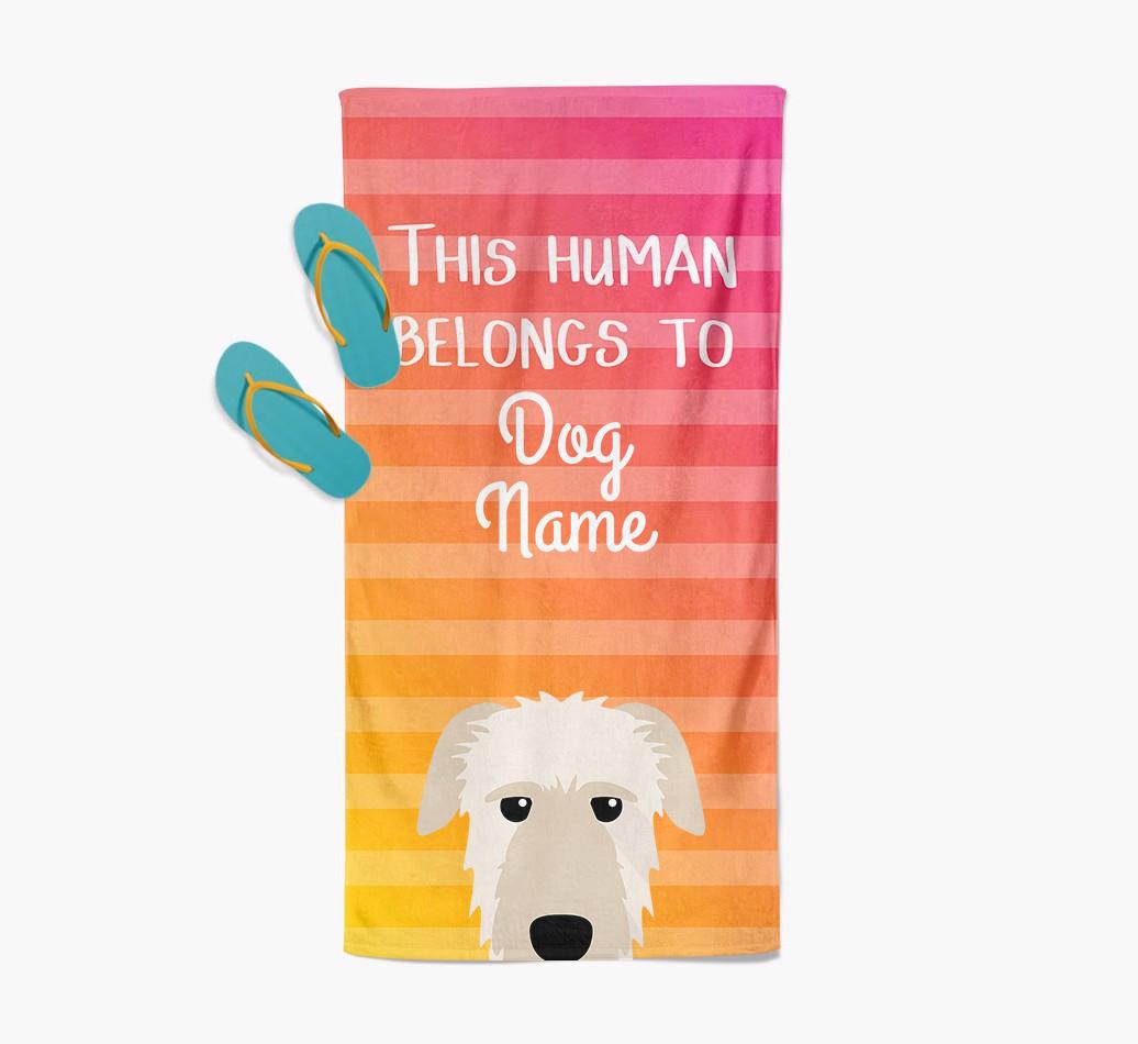 Personalised Pool Towel 'This Human Belongs To {dogsName}' with {breedFullName} Icon