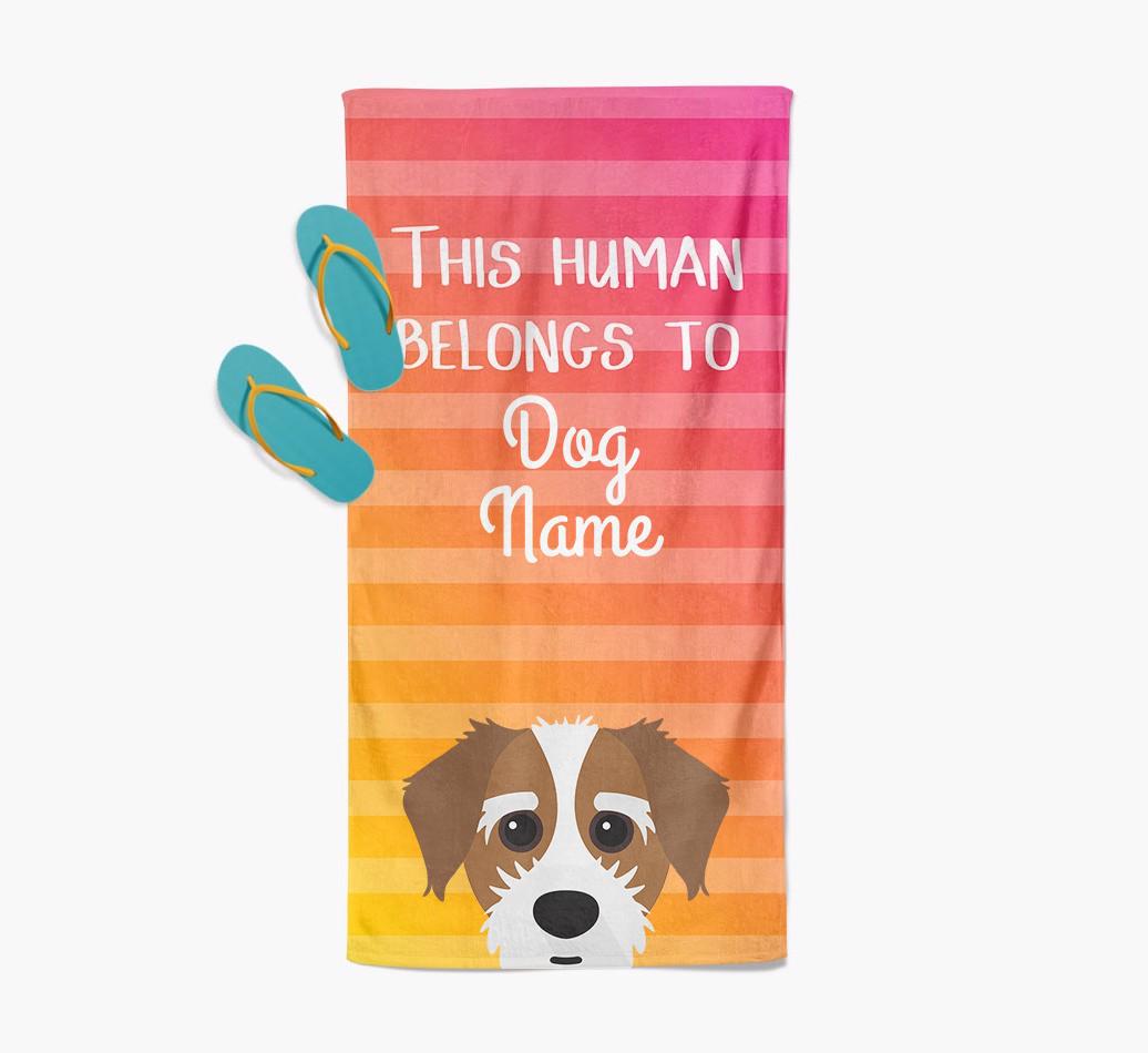 Personalised Pool Towel 'This Human Belongs To {dogsName}' with {breedFullName} Icon