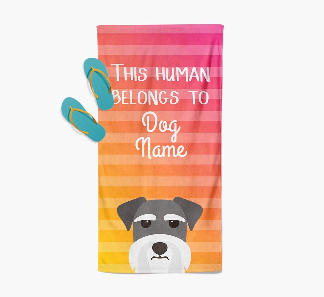 Personalised Pool Towel 'This Human Belongs To {dogsName}' with {breedFullName} Icon