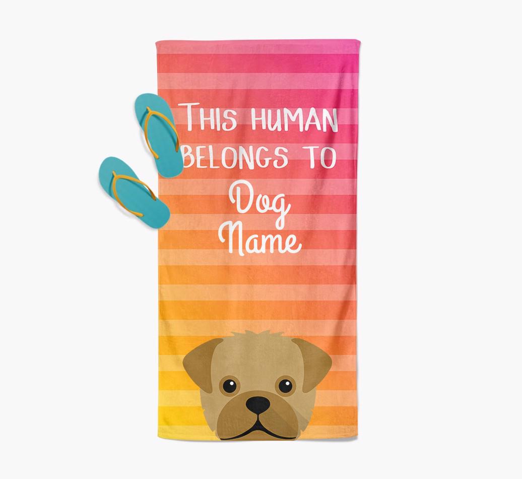 Personalised Pool Towel 'This Human Belongs To {dogsName}' with {breedFullName} Icon