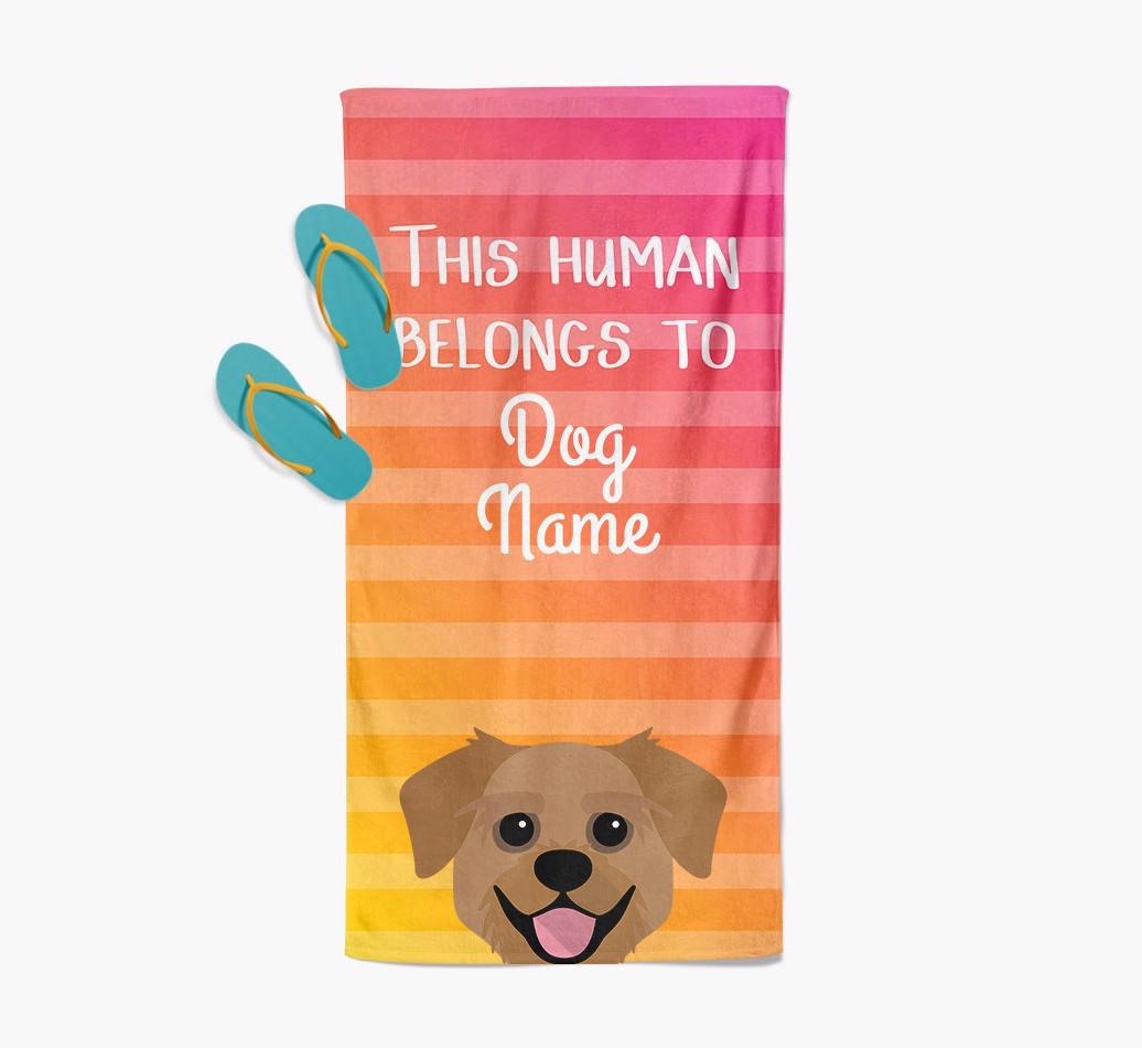 Personalised Pool Towel 'This Human Belongs To {dogsName}' with {breedFullName} Icon