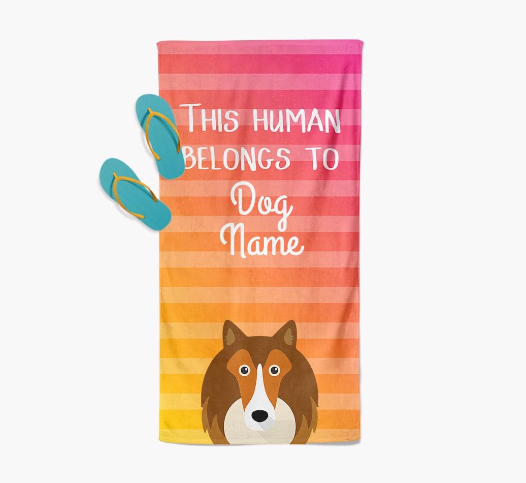 Personalised Pool Towel 'This Human Belongs To {dogsName}' with {breedFullName} Icon