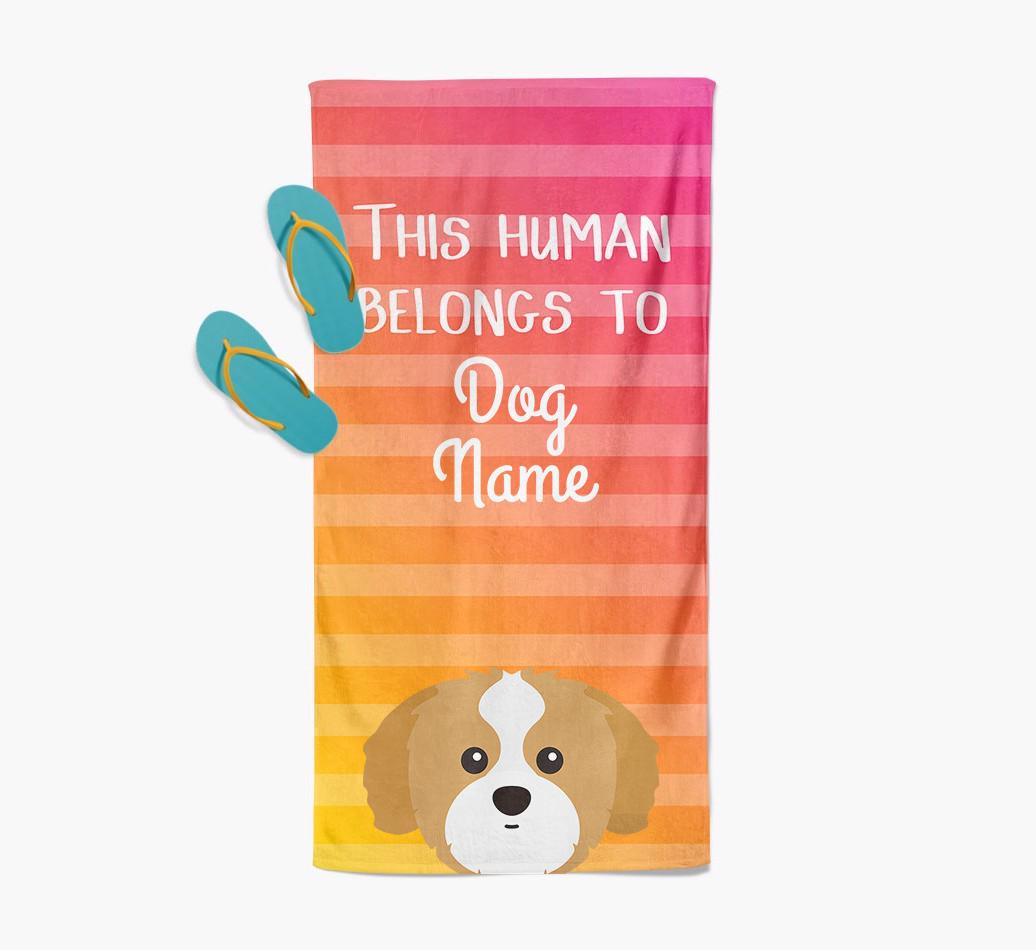 Personalised Pool Towel 'This Human Belongs To {dogsName}' with {breedFullName} Icon
