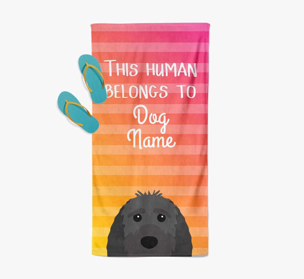 Personalised Pool Towel 'This Human Belongs To {dogsName}' with {breedFullName} Icon