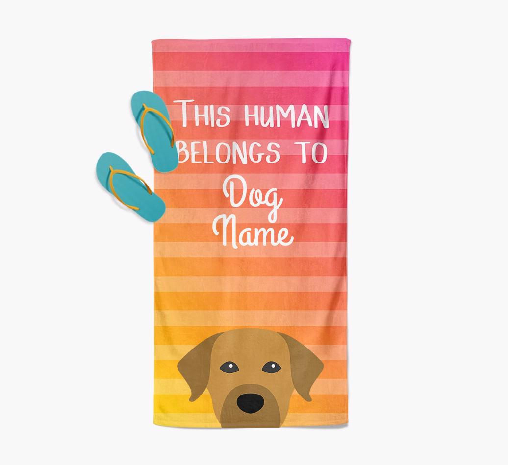 Personalised Pool Towel 'This Human Belongs To {dogsName}' with {breedFullName} Icon