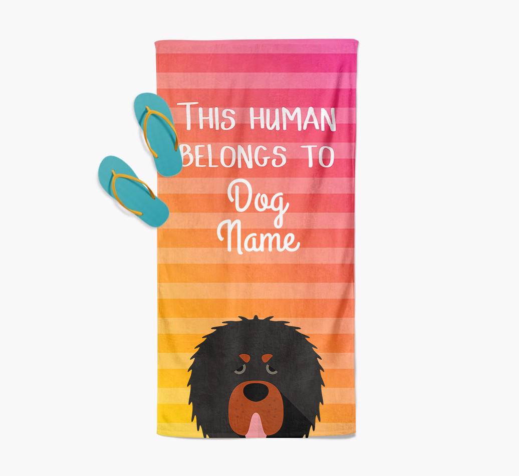 Personalised Pool Towel 'This Human Belongs To {dogsName}' with {breedFullName} Icon