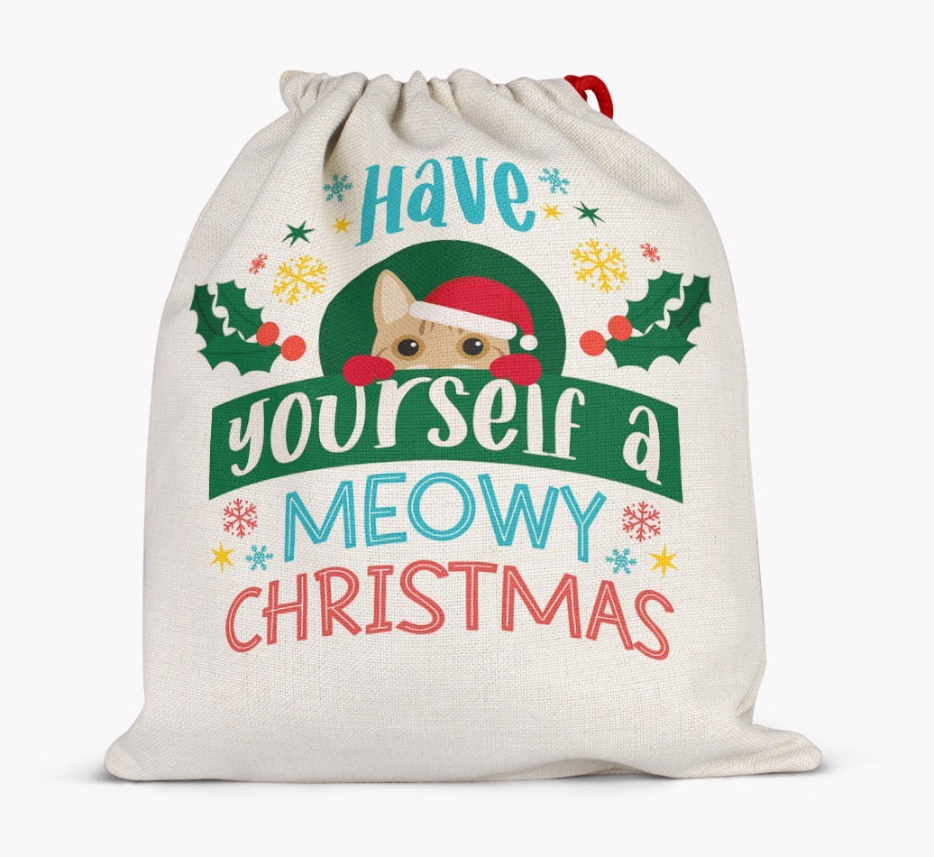 Have Yourself A Meowy Christmas: Personalized {breedFullName} Santa Sack