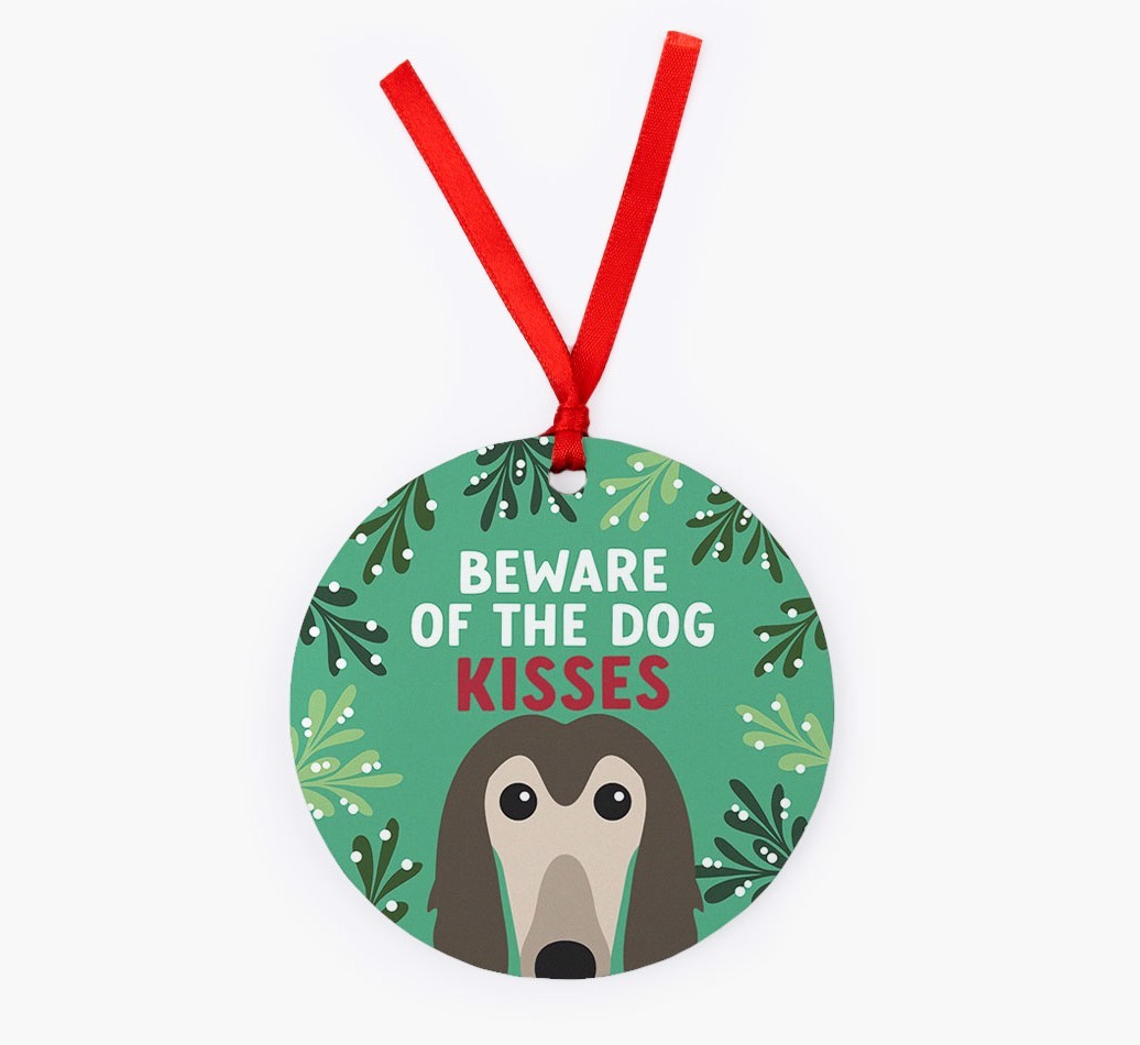 Beware Of The Dog Kisses: Personalized {breedFullName} Christmas Decoration