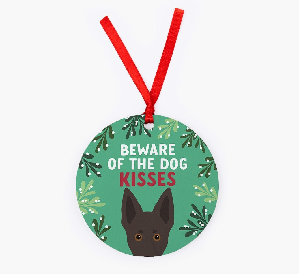 Beware Of The Dog Kisses: Personalised {breedFullName} Christmas Decoration