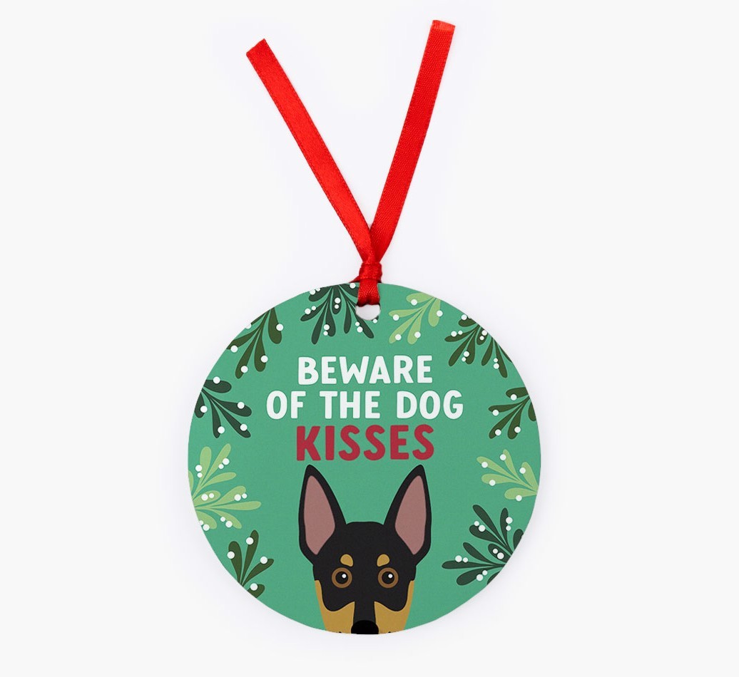Beware Of The Dog Kisses: Personalized {breedFullName} Christmas Decoration