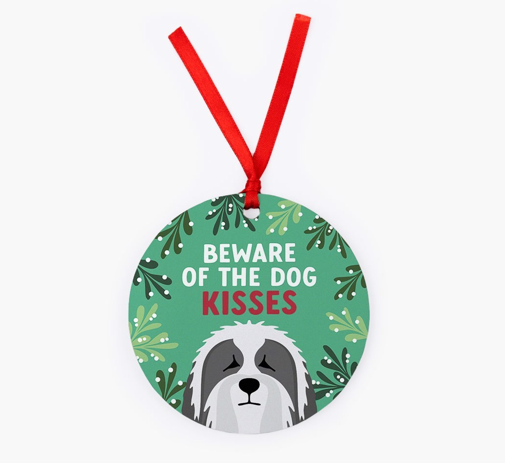 Beware Of The Dog Kisses: Personalized {breedFullName} Christmas Decoration