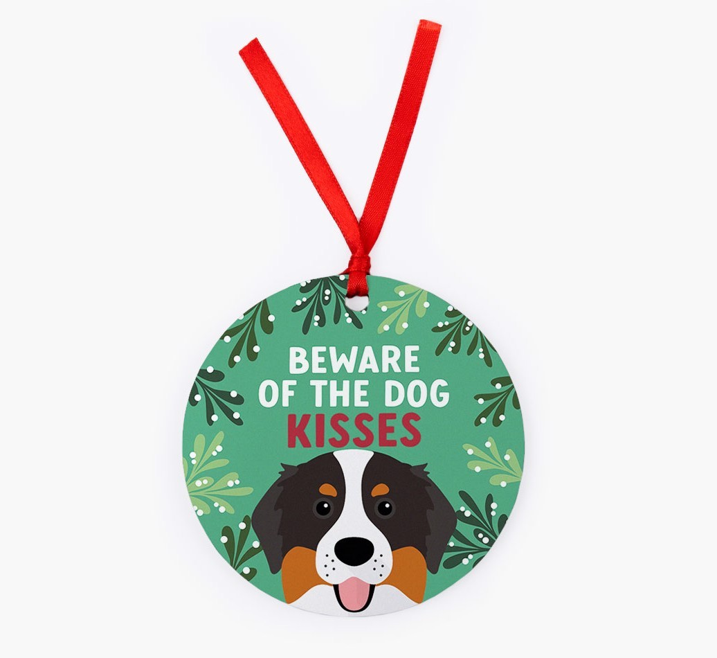 Beware Of The Dog Kisses: Personalised {breedFullName} Christmas Decoration
