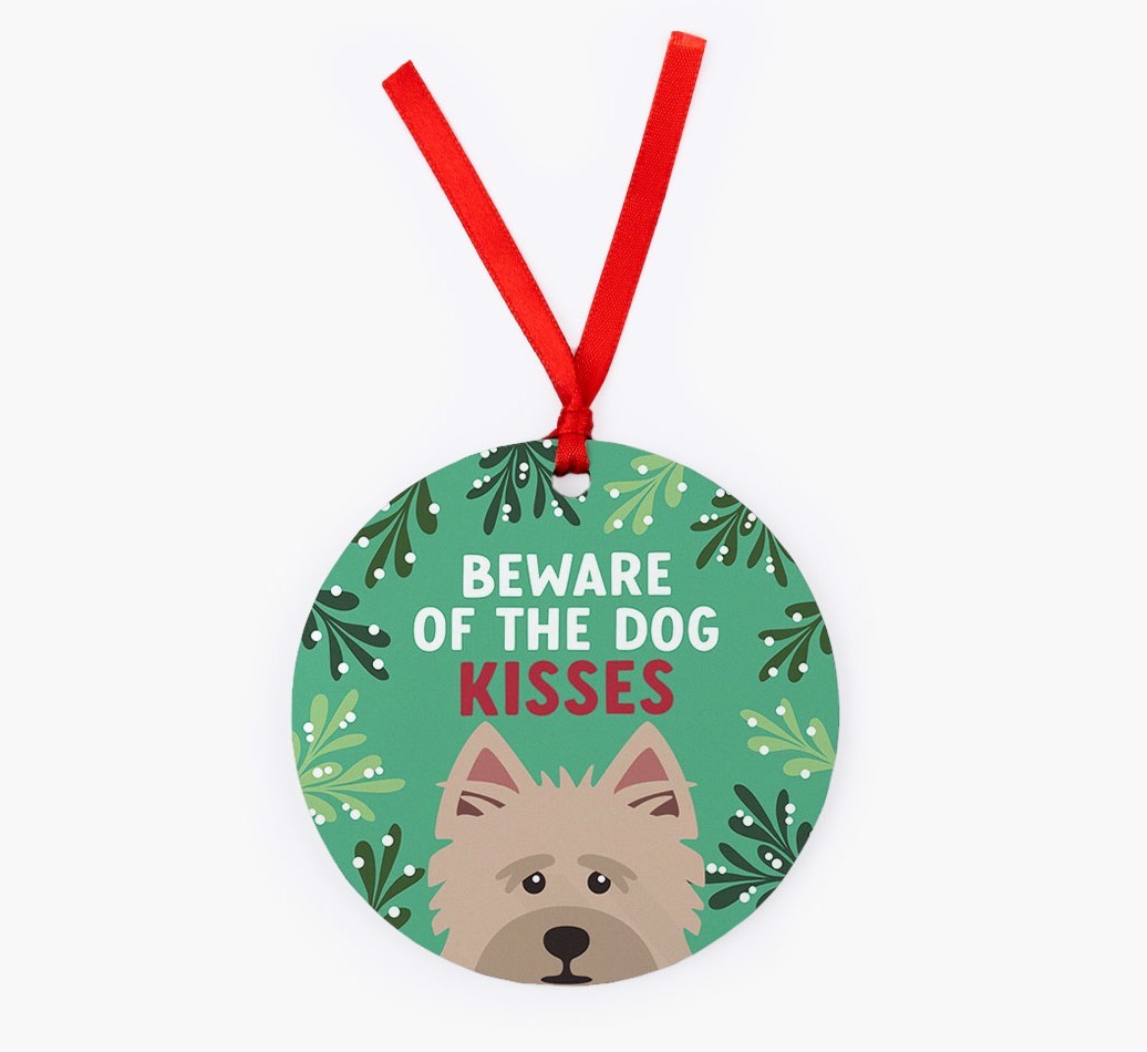 Beware Of The Dog Kisses: Personalized {breedFullName} Christmas Decoration