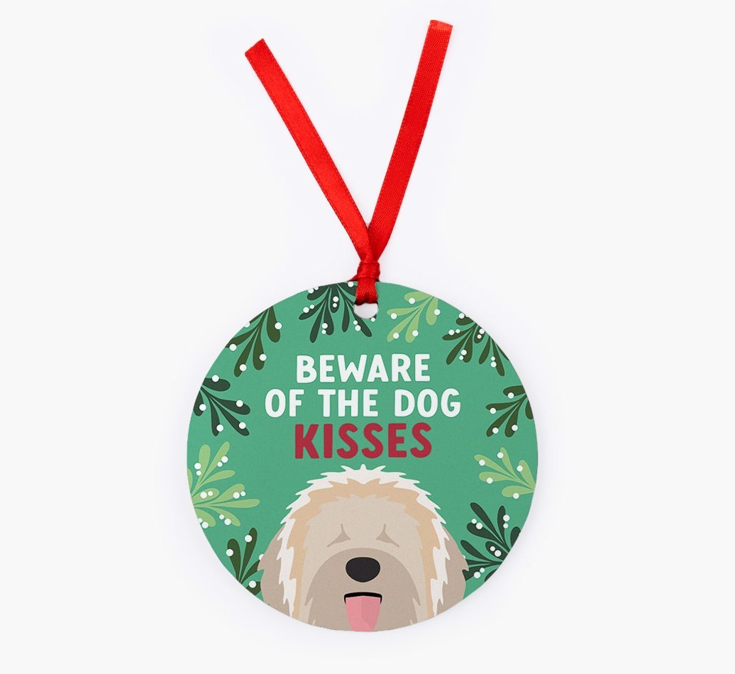 Beware Of The Dog Kisses: Personalised {breedFullName} Christmas Decoration