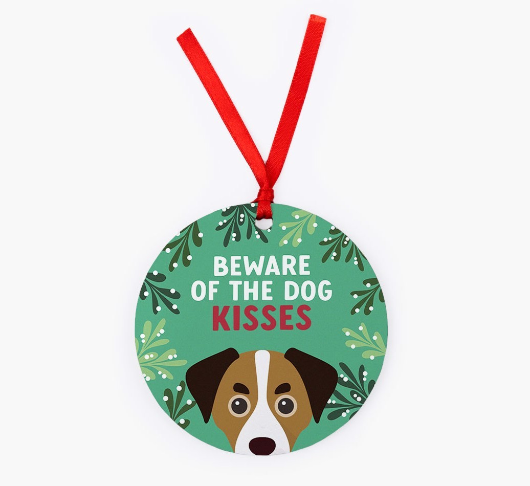 Beware Of The Dog Kisses: Personalised {breedFullName} Christmas Decoration