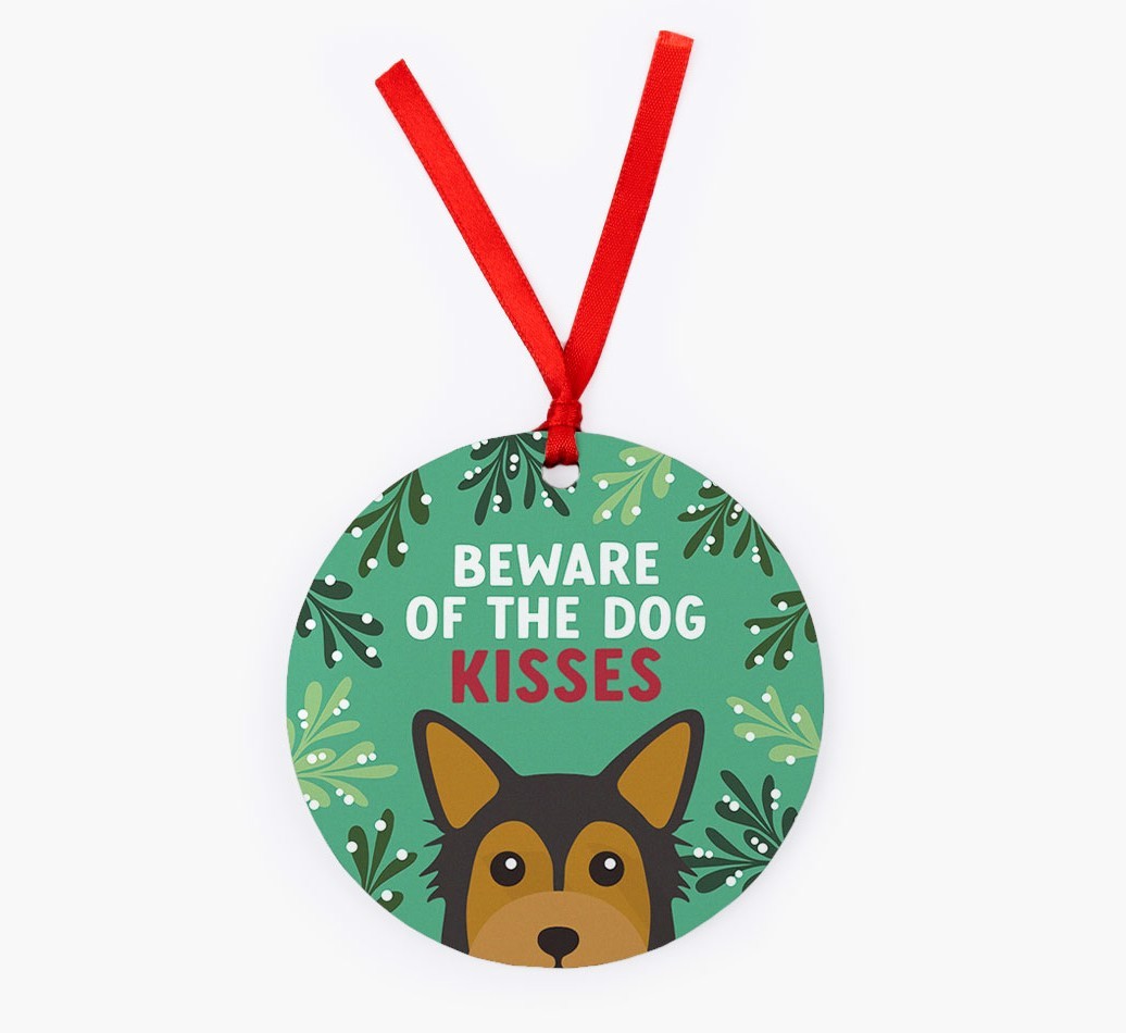 Beware Of The Dog Kisses: Personalized {breedFullName} Christmas Decoration