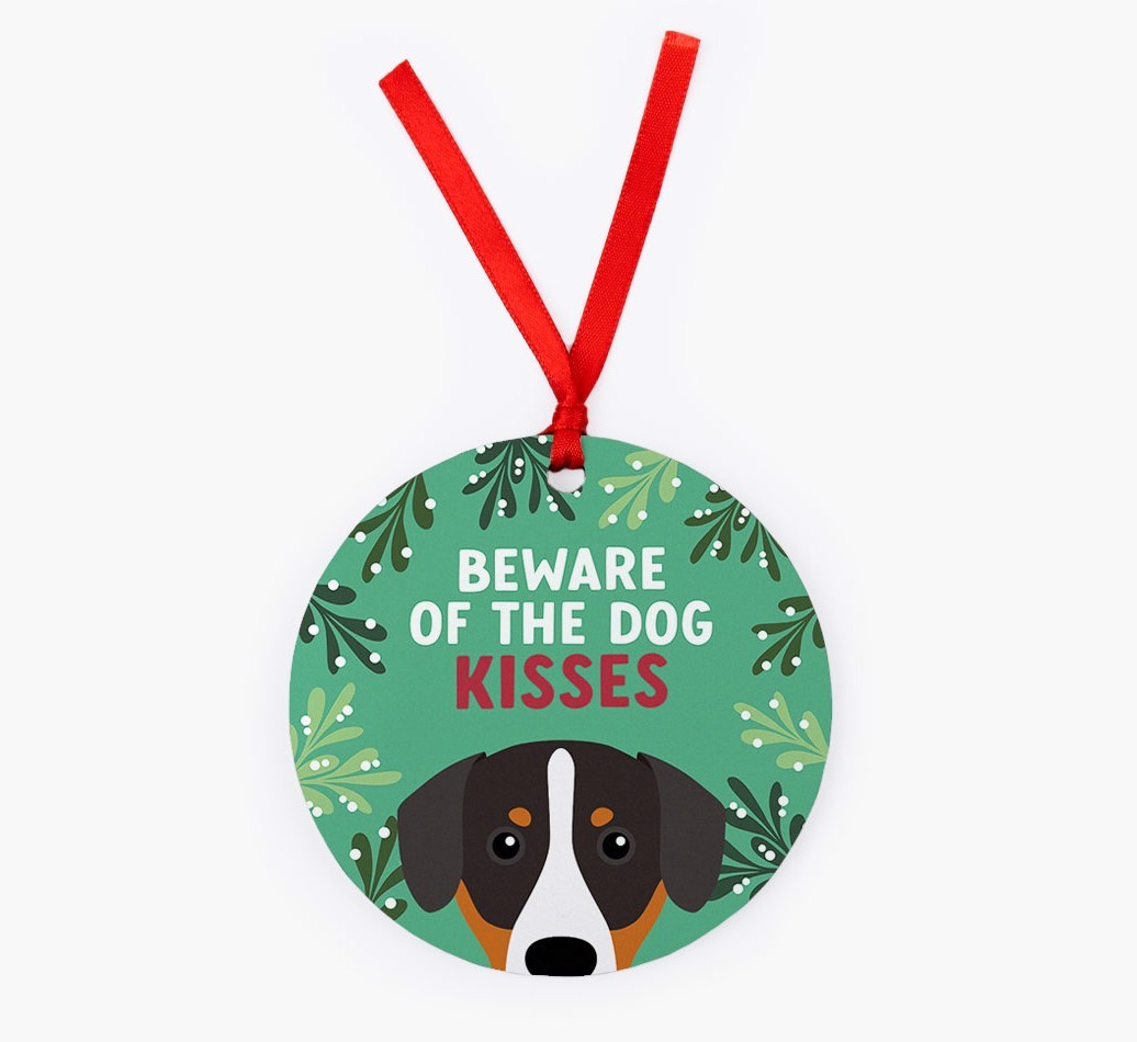 Beware Of The Dog Kisses: Personalized {breedFullName} Christmas Decoration