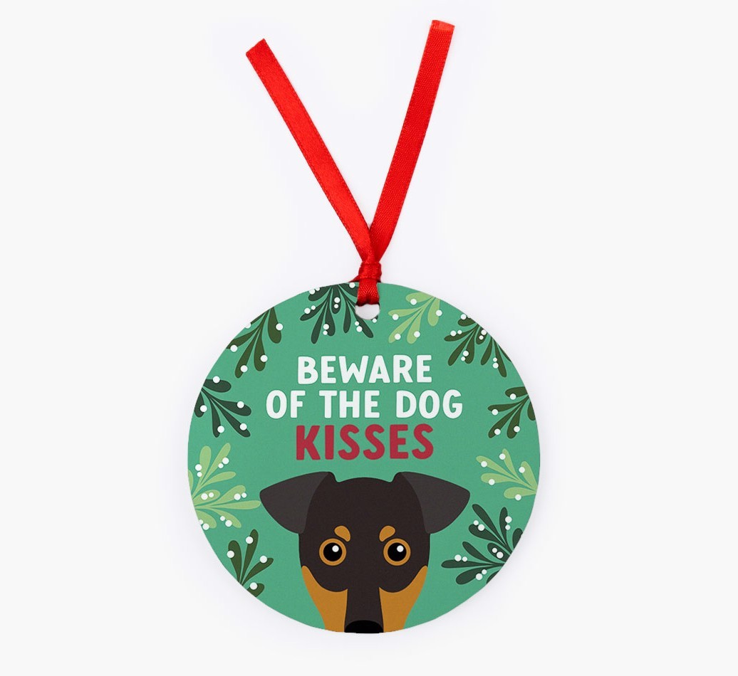Beware Of The Dog Kisses: Personalised {breedFullName} Christmas Decoration
