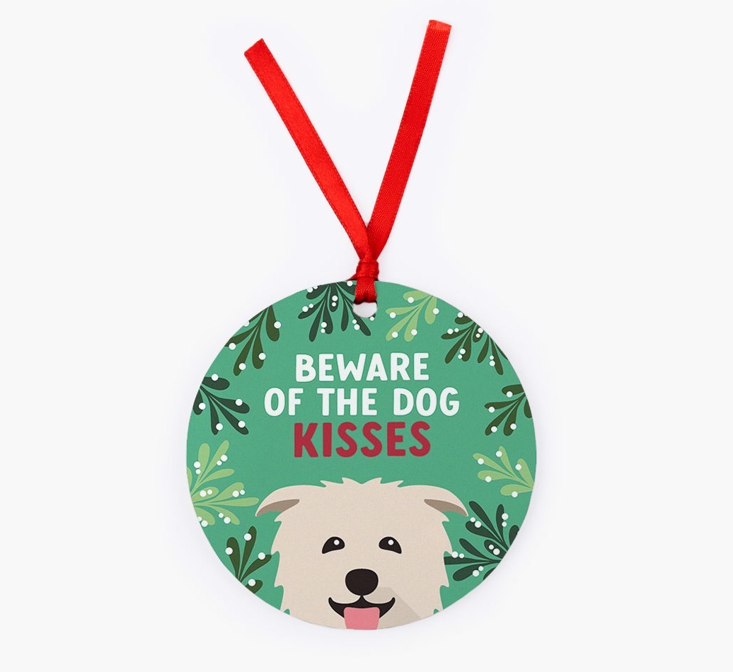 Beware Of The Dog Kisses: Personalised {breedFullName} Christmas Decoration