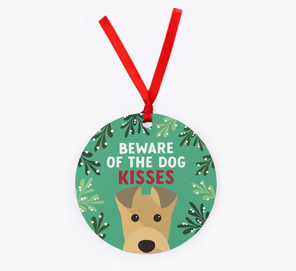 Beware Of The Dog Kisses: Personalized {breedFullName} Christmas Decoration