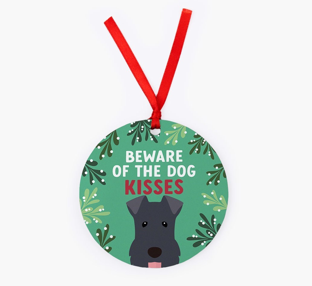 Beware Of The Dog Kisses: Personalized {breedFullName} Christmas Decoration