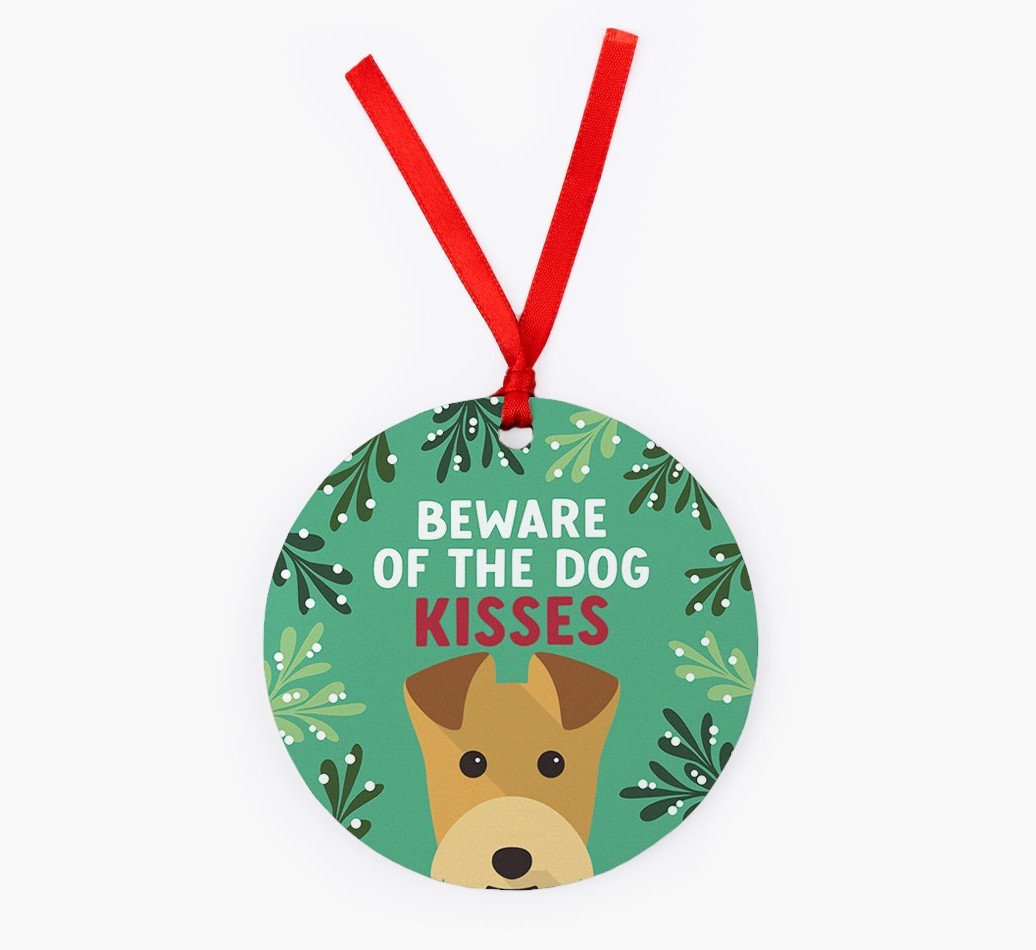 Beware Of The Dog Kisses: Personalized {breedFullName} Christmas Decoration