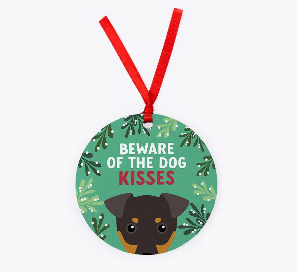 Beware Of The Dog Kisses: Personalized {breedFullName} Christmas Decoration