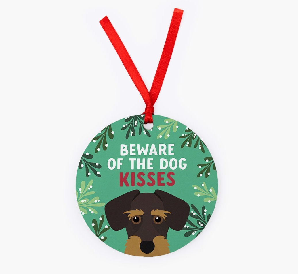Beware Of The Dog Kisses: Personalized {breedFullName} Christmas Decoration