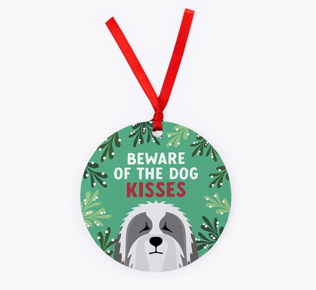 Beware Of The Dog Kisses: Personalized {breedFullName} Christmas Decoration
