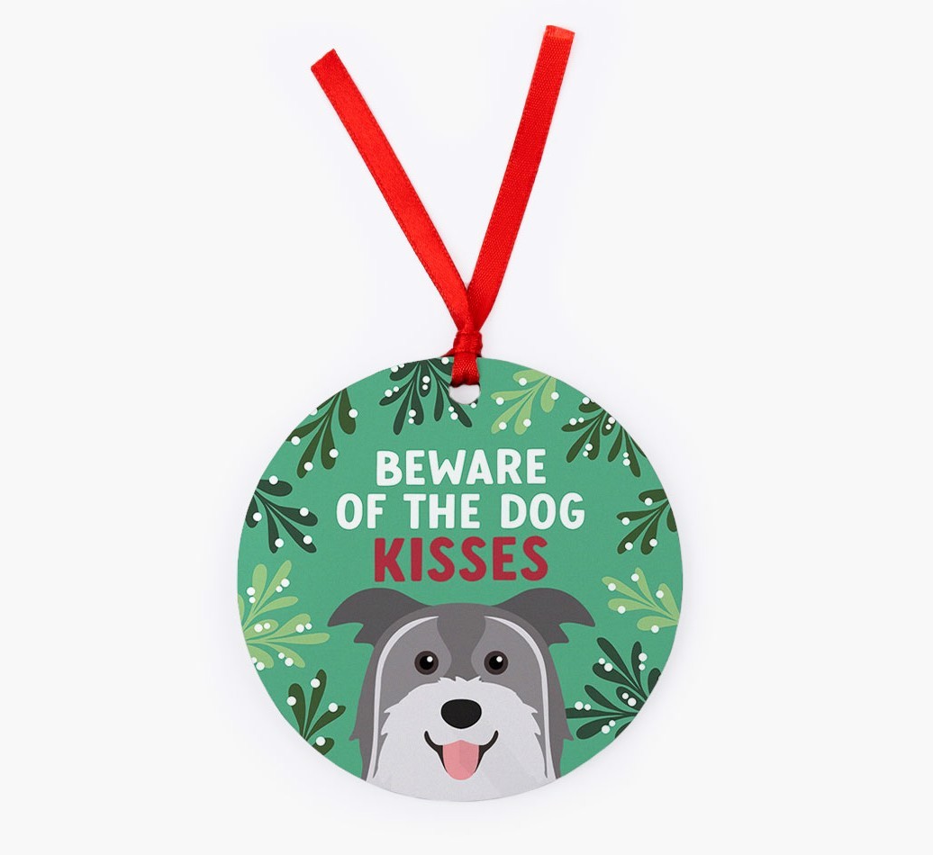 Beware Of The Dog Kisses: Personalised {breedFullName} Christmas Decoration