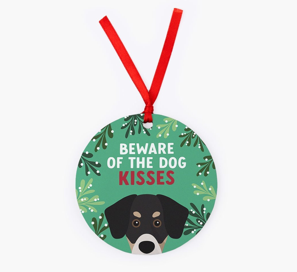 Beware Of The Dog Kisses: Personalized {breedFullName} Christmas Decoration