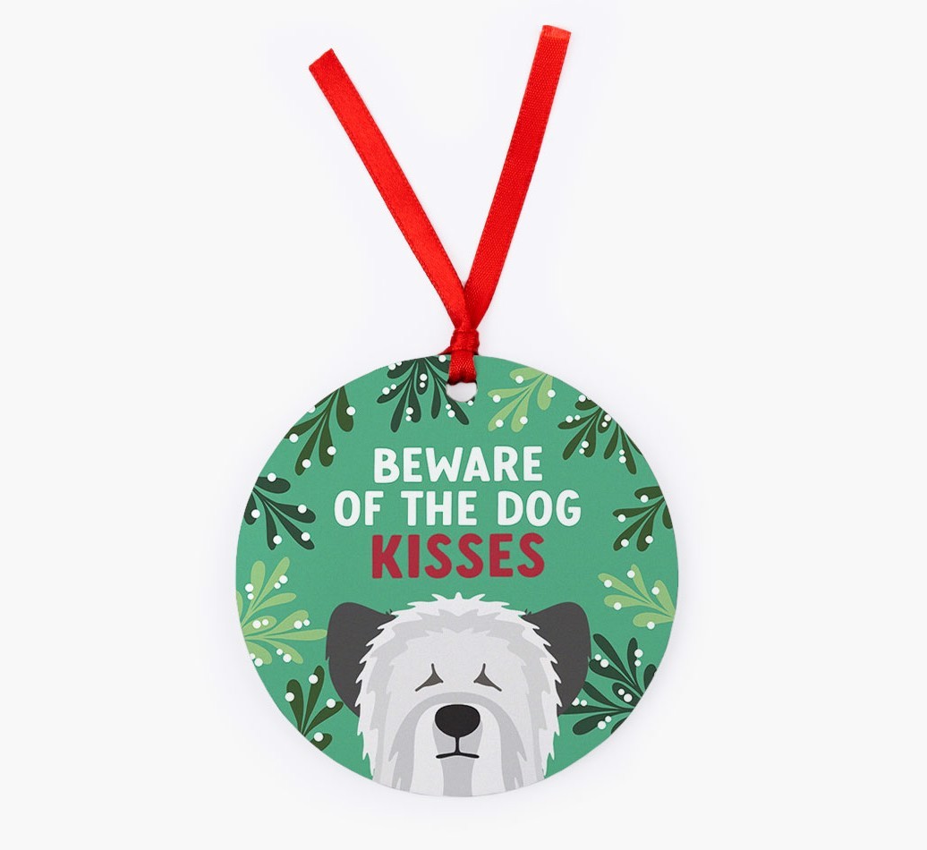 Beware Of The Dog Kisses: Personalised {breedFullName} Christmas Decoration