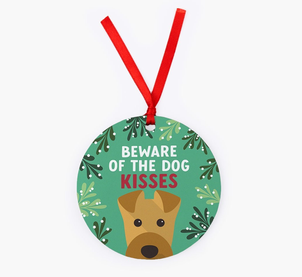 Beware Of The Dog Kisses: Personalized {breedFullName} Christmas Decoration