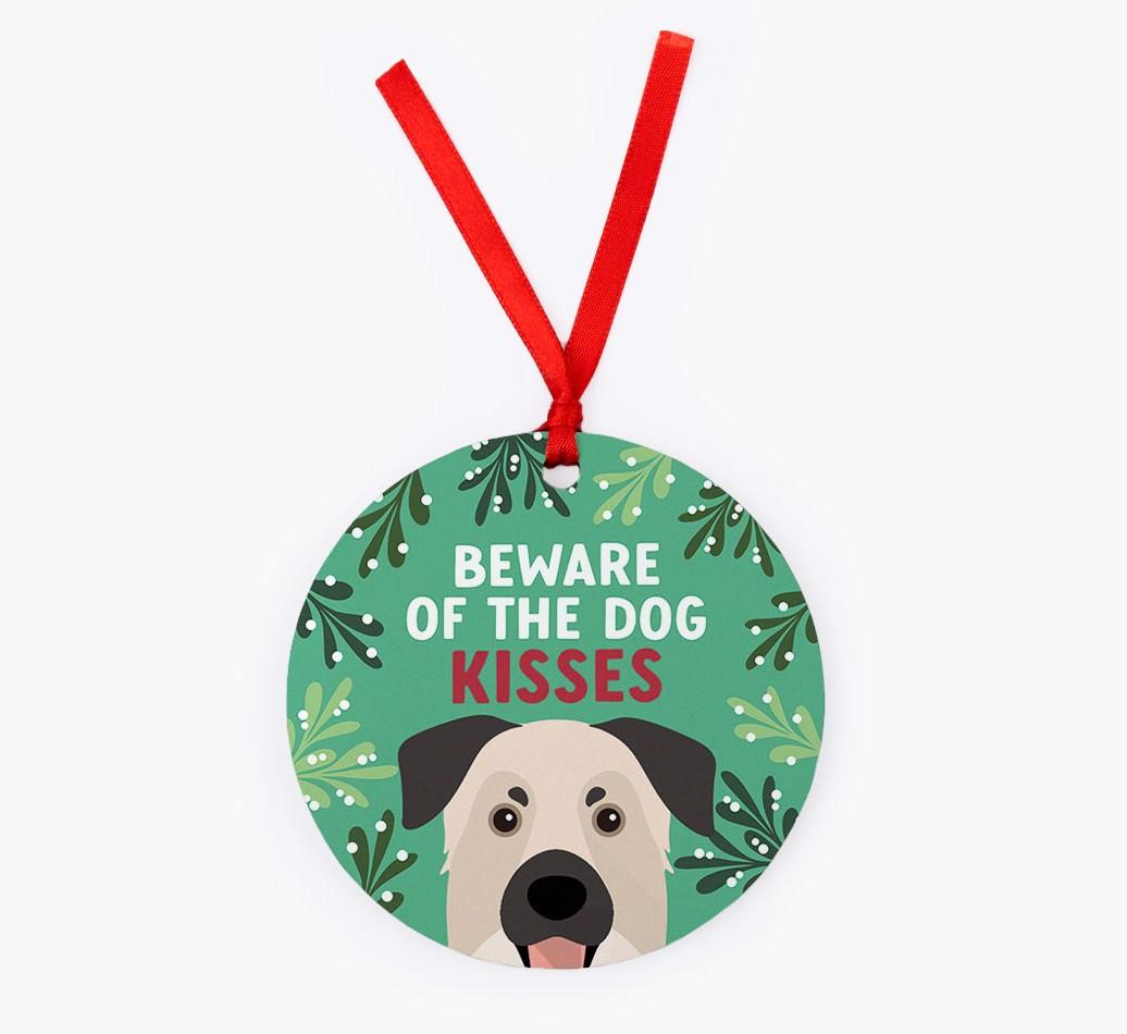 Beware Of The Dog Kisses: Personalized {breedFullName} Christmas Decoration