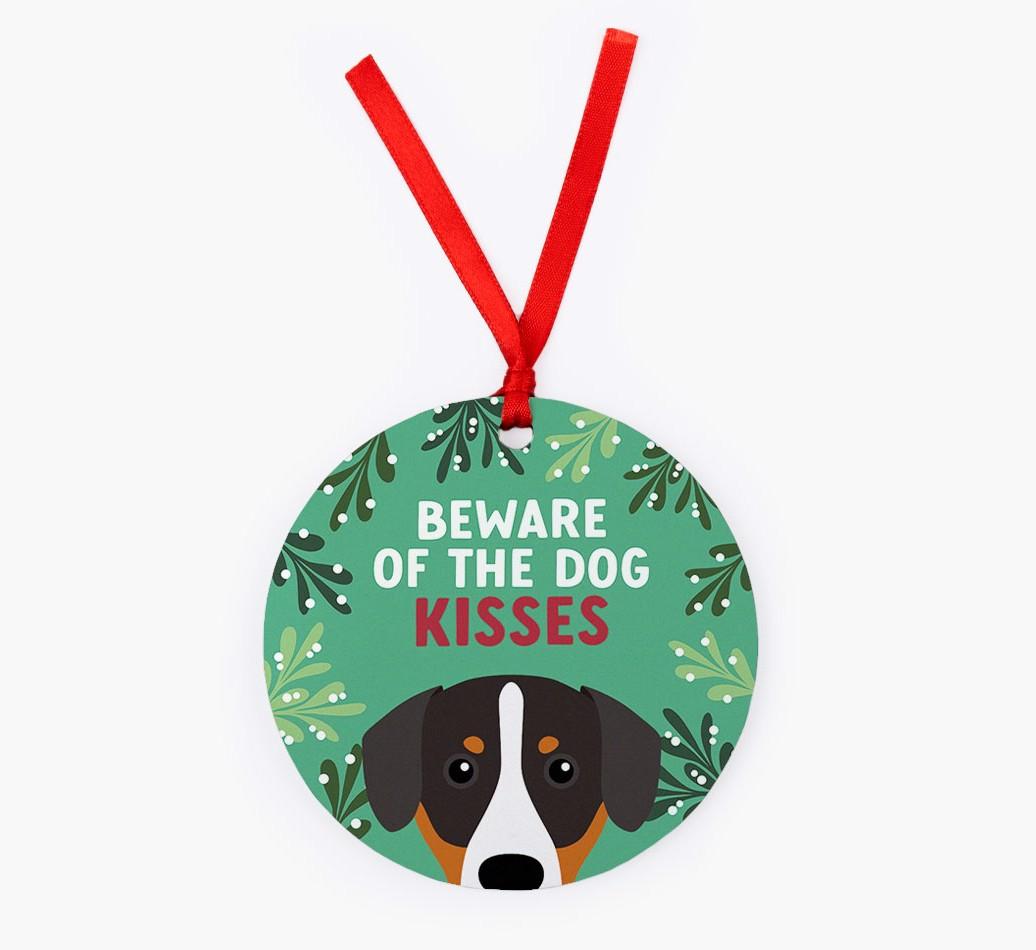Beware Of The Dog Kisses: Personalized {breedFullName} Christmas Decoration