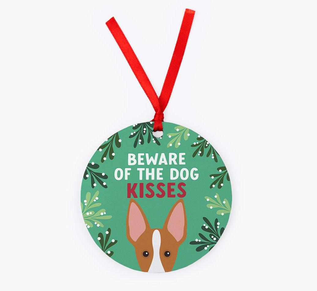 Beware Of The Dog Kisses: Personalized {breedFullName} Christmas Decoration