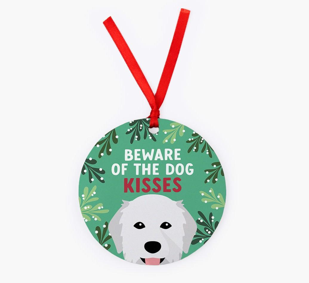 Beware Of The Dog Kisses: Personalized {breedFullName} Christmas Decoration