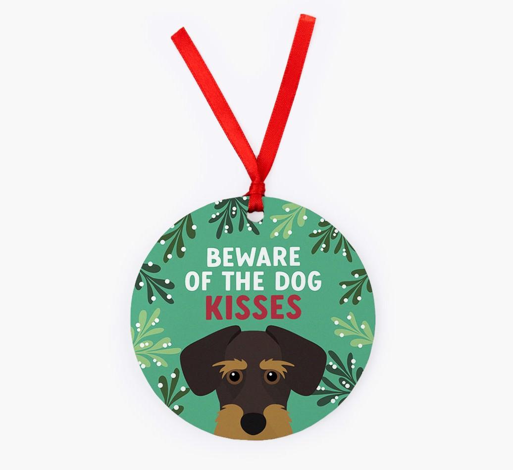 Beware Of The Dog Kisses: Personalized {breedFullName} Christmas Decoration